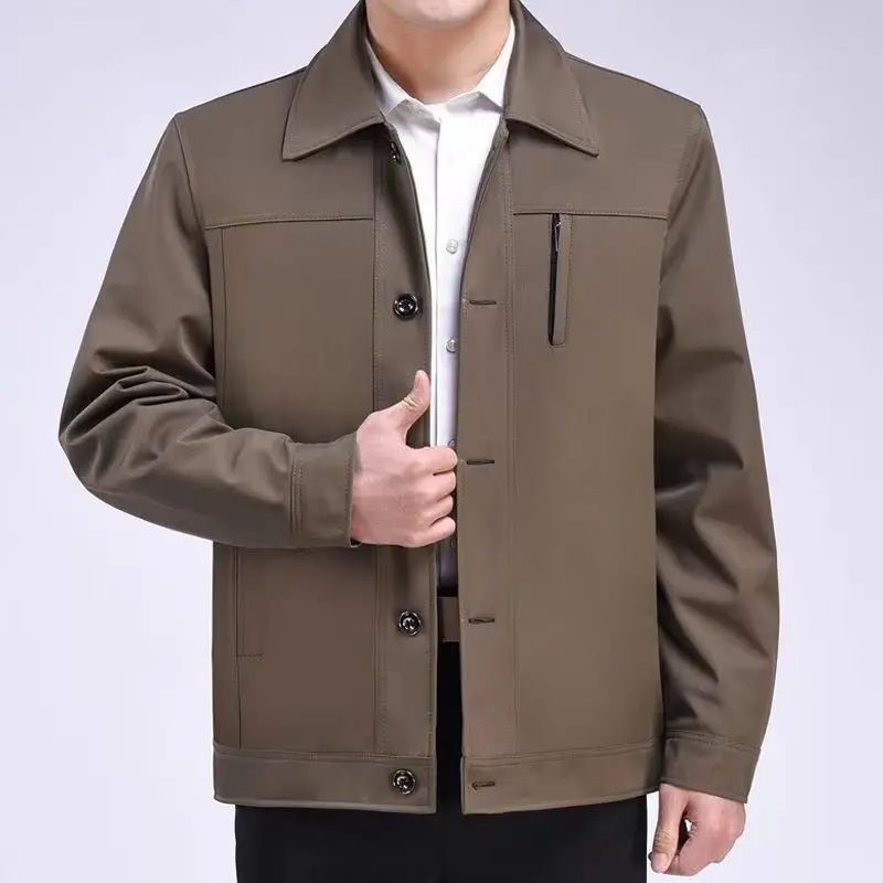 Áo Khoác Nam, Trung Người Già Và Cao Tuổi, Trang Phục Mùa Xuân Và Mùa Thu, Áo Khoác Mỏng, Quần Áo Gấu mèo Cho Người Già, Ve Áo Trung Người Già, Quần Áo Nam