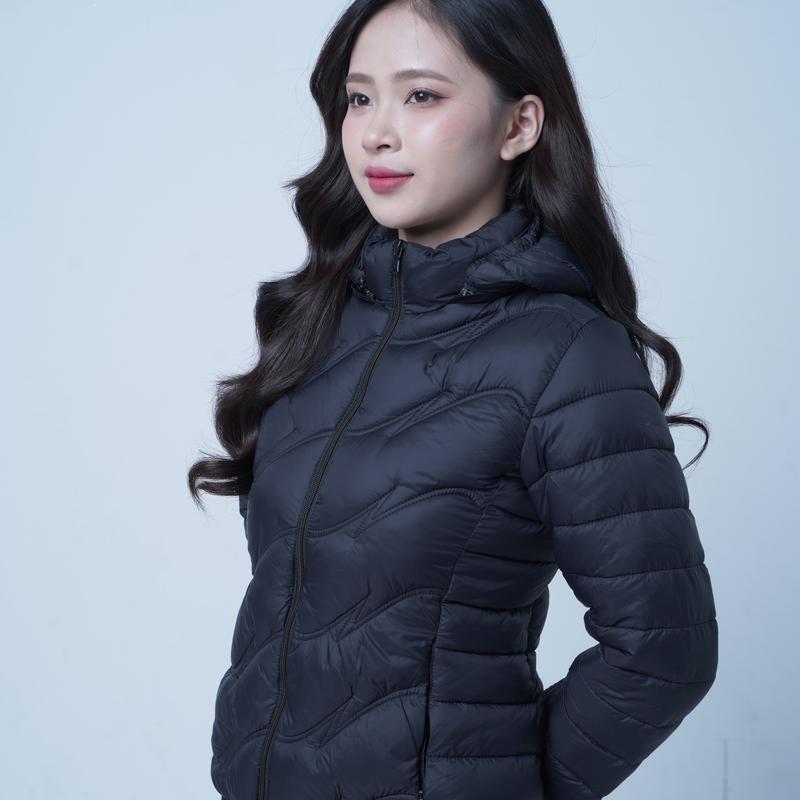 Áo Phao Nữ Lông Vũ Họa Tiết Sóng Siêu Nhẹ, Cực Ấm, Thời Trang Hàng Đẹp Loại I Top Jacket Women, NUNU SUSU 4