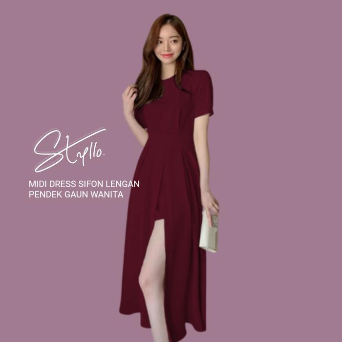 Jual Baju Midi Dress Gaun Sifon Wanita Kasual Lengan Pendek Korean Layered Chiffon Premium Elegan Maroon Marun Casual Fit Nyaman Panjang Cantik - Maroon, M/L - Kota Administrasi Jakarta Barat - Styllo. | Tokopedia Jual Baju Midi Dress Gaun Sifon Wanita Kasual Lengan Pendek Korean Layered Chiffon Premium Elegan Maroon Marun Casual Fit Nyaman Panjang Cantik - Maroon, M/L - Kota Administrasi Jakarta Barat - Styllo. | Tokopedia