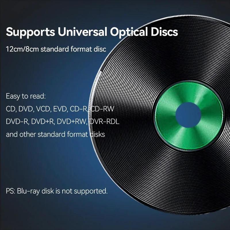 Product Introduction of External DVD CD Drive, USB3.0, Portable Burner Player, for Desktop and Notebook Computer, Optical Drive Burner, Compatible with Laptop and PC 22
