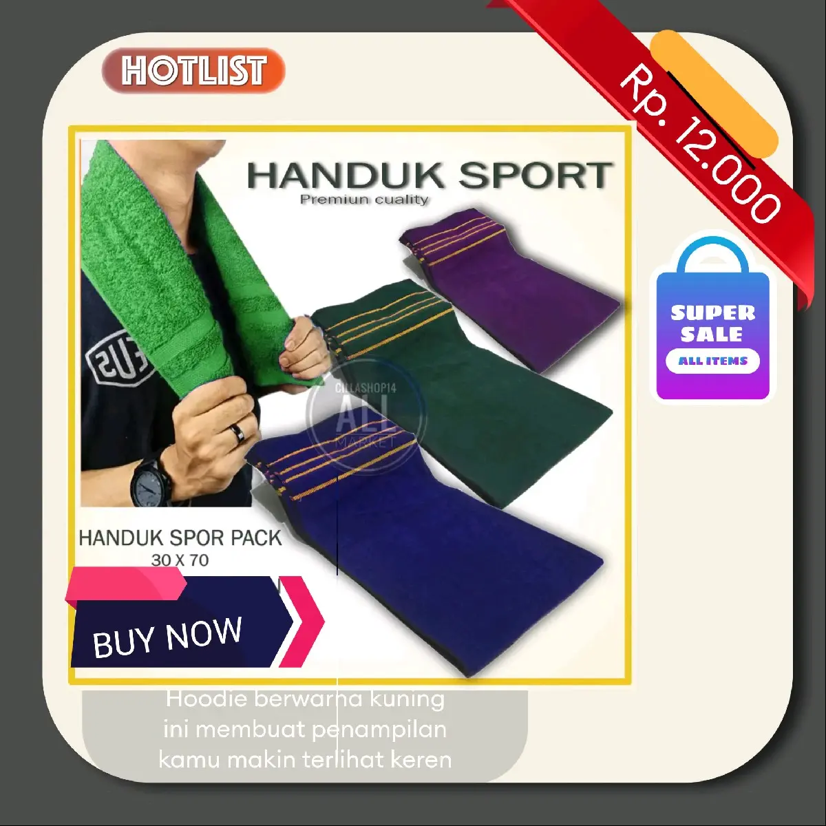 Handuk leher 1 lusin - Handuk wajah ukuran 30 x 70 handuk salon