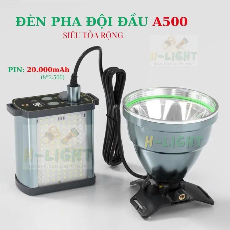 Đèn Pin Đội Đầu A500 Chóa Đèn 12cm Công Suất 50W Siêu Sáng Tỏa Rộng. Pin 25.000mAh Trạm Sạc Dự Phòng Dùng cho Đi Soi Nấm Mối Đi Rừng Đi Tàu+Thuyền   Sông+Biển  Lâu Ngày.. 