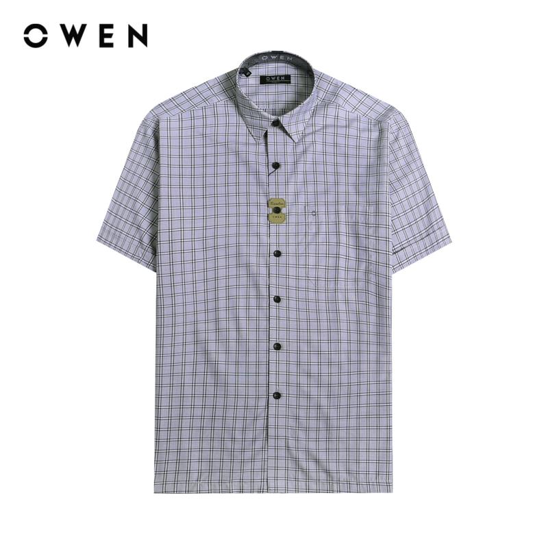 OWEN - Áo Sơ mi Nam ngắn tay Có túi Body Fit AB230635NT màu Xám chất liệu Bamboo Menswear Shirt