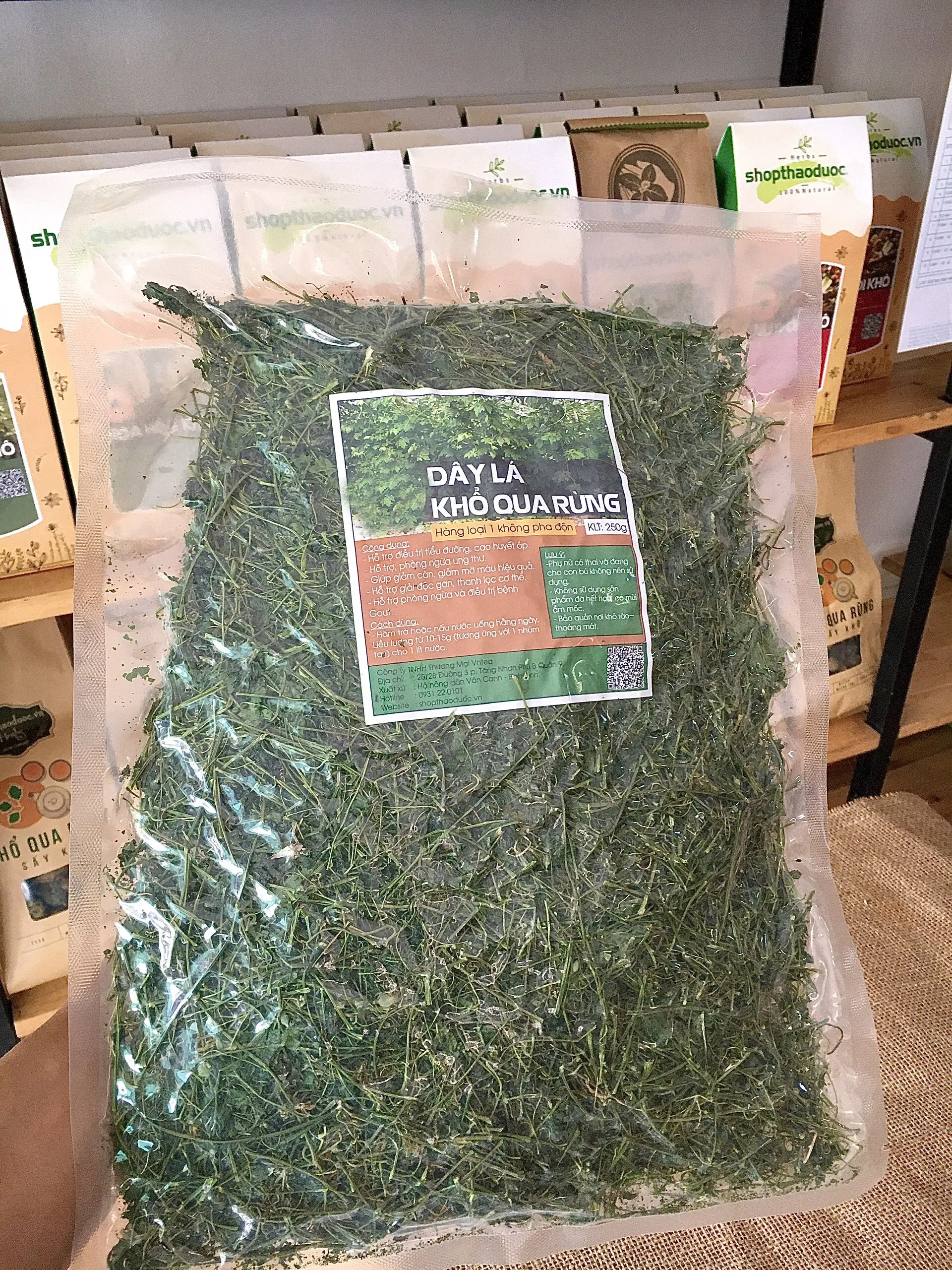 Dây khổ qua rừng sấy khô gói 250g ép chân không Shop Thảo Dược, Trà dây khổ qua rừng