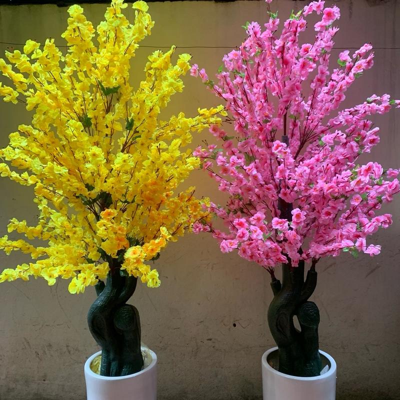 Cây hoa đào cây hoa mai trang trí tết cây giả trang trí cây giả decor