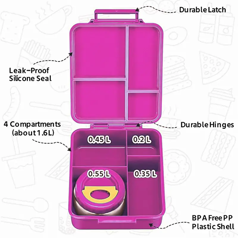 Cartoon Lunch Box with Soup Cup (1/2 Counts), Portable Bento Box with Insulated Bag, Stainless Steel Food Storage Container for Kids, Summer for Gift, Back To School Supplies, Halloween Gift 2