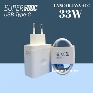 Charger Carger Carjer Casan Cas Adaptor Adapter 33W Super VOOC TYPE C Cable Kabel Kompatibel A38 A57 A58 A74 A76 A77 A77s A78 A95 A96 Rno 2 3 4