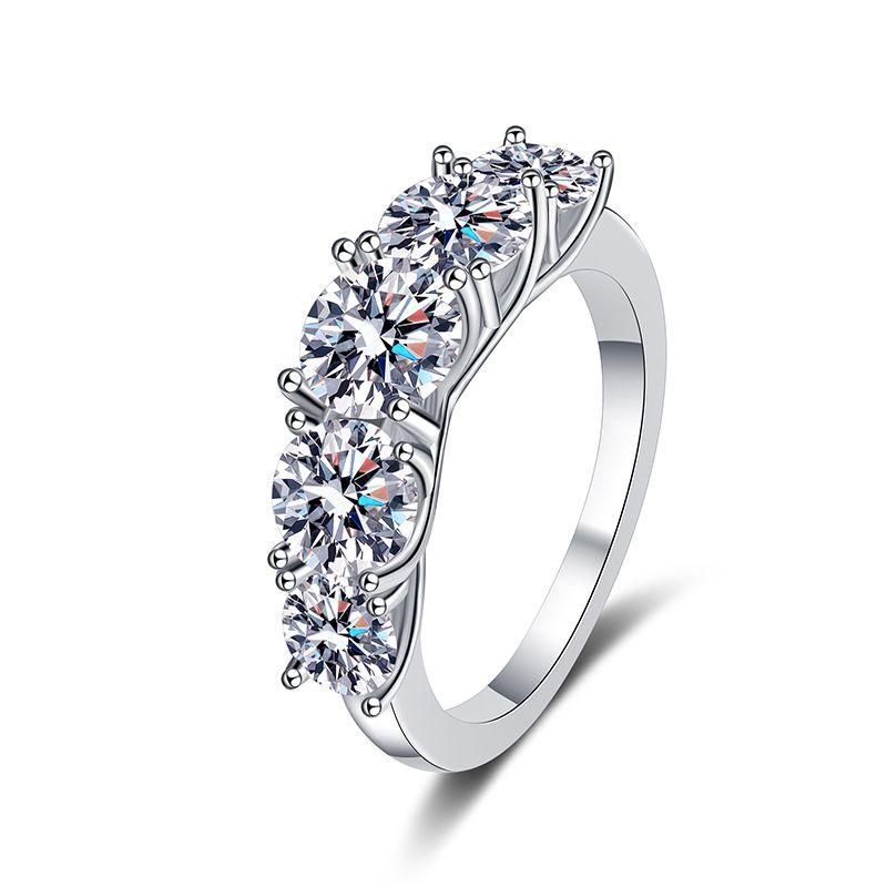 European & American Style S925 Sterling Silver Ring For Women D Color Moissanite Stackable Ring High Sense 3.6 Ct Moissanite Ring 4