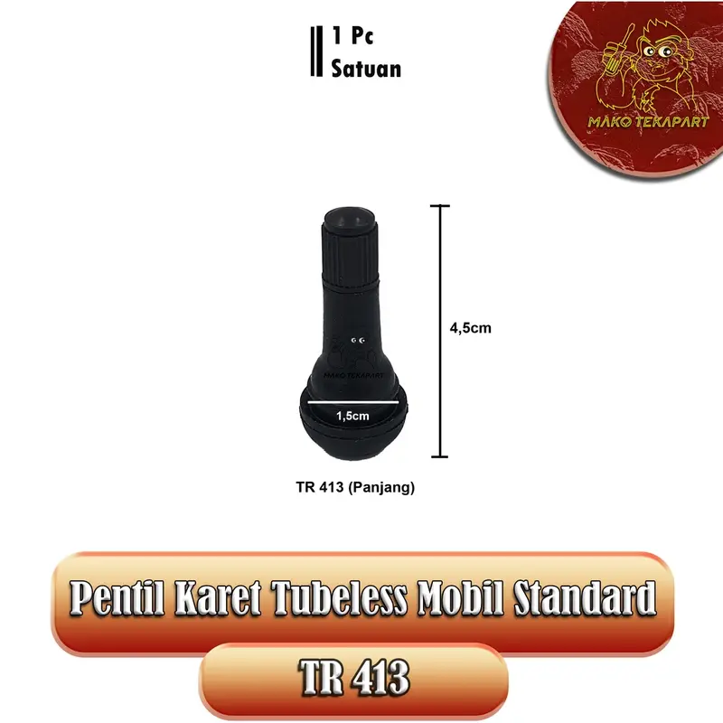 [SATUAN] PENTIL KARET TUBELESS HITAM TR412/TR413 STD 2
