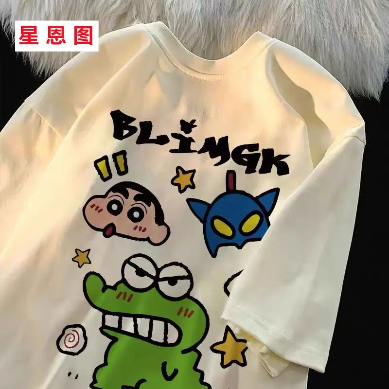 Áo Thun Shin-chan Bút Chì Màu Phong Cách Cổ Điển Mỹ Nhật Bản, Thiết Kế Độc Đáo Đường Phố Cao Cấp, Dành Cho Nam Và Nữ, ngắn Tay, Áo Dáng Rộng, Bộ Sưu Tập Năm 2025, Với Số Lượng Người Lên Đến 1501, Thích Hợp Cho Năm 2024