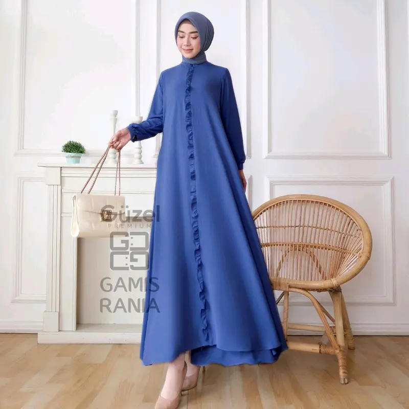 Gamis polos bahan katun cringle /gamis harian/gamis pesta/gamis hari raya 1