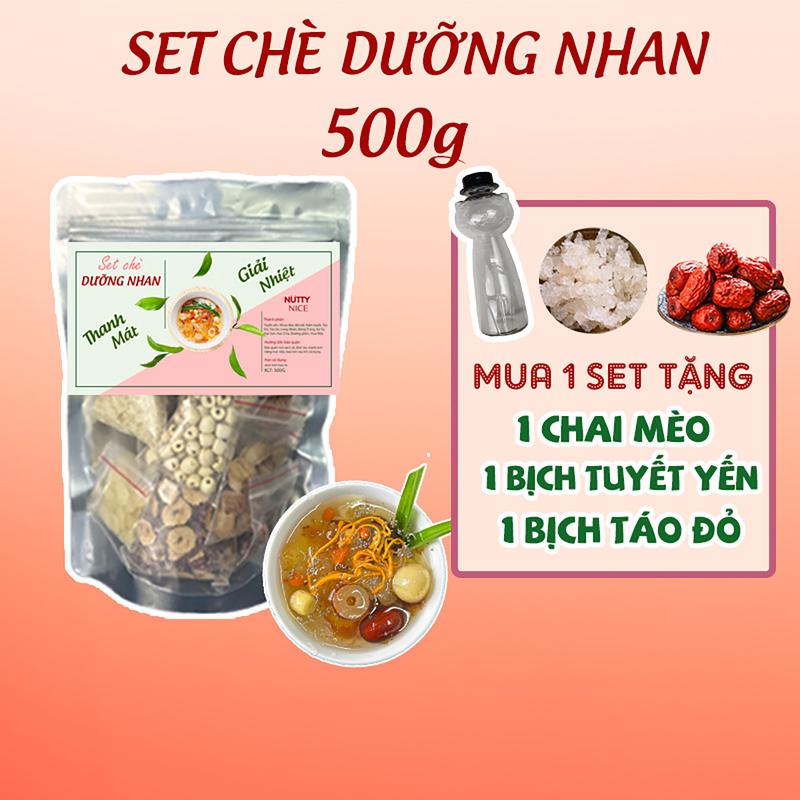 Tặng 3 phần quà Set nguyên liệu nấu chè dưỡng nhan tuyết yến 500gam - Tặng 1 chai mèo 1 gói tuyết yến thượng phẩm và 1 bịch táo đỏ- Nutty Nice Nước Trà Tea