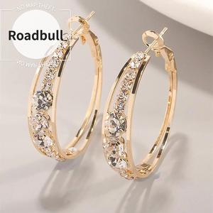 ROADBULLファッショナブルなラインストーン飾りりのリングイヤリング,エレガントな女性のための記念日,結婚式,パーティーを使うアクセサリー,シンプルでロマンチックなジュエリーギフト,彼女への最高のプレゼントり物.