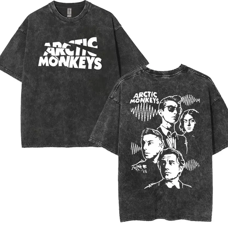 Arctic Monkey Rock Tour T-shirt, Retro Fashion Washed T-shirt