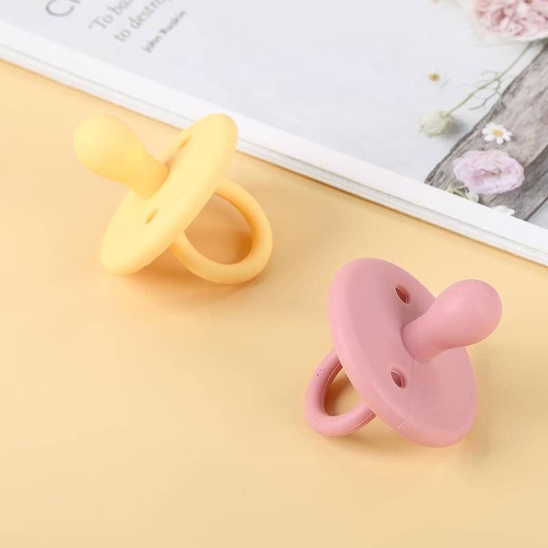 Baby Silicone Pacifier, Solid Color Soft Silicone Pacifier for Newborns, Newborns Teether, Baby Soothing Teether, Baby Tactile Training Teether 6