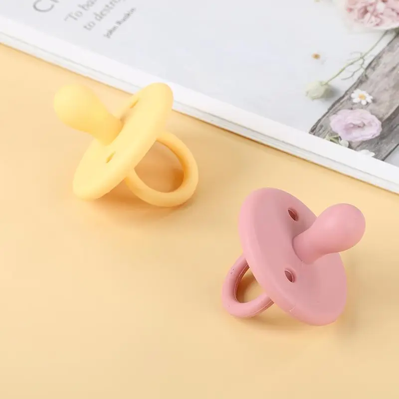 Baby Silicone Pacifier, Solid Color Soft Silicone Pacifier for Newborns, Newborns Teether, Baby Soothing Teether, Baby Tactile Training Teether 4
