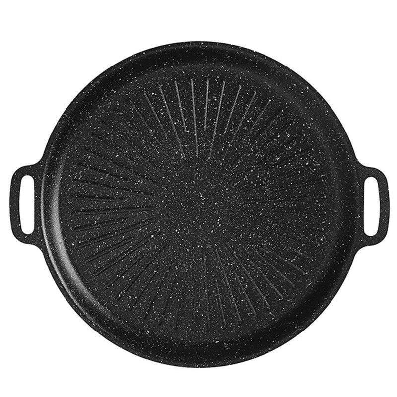 Chảo nướng không dầu Mẫu Mới size to 34 cm chống dính, chảo nướng thịt BBQ Hàn quốc dùng được mọi loại bếp, kể cả bếp từ