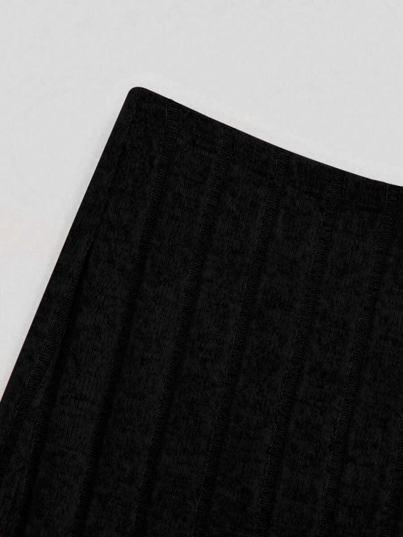 Product Introduction of Women's Solid Ribbed High Waist Bodycon Skirt, Casual Fashion Long Skirt for Daily Wear, Ladies Fall & Winter Bottoms 4
