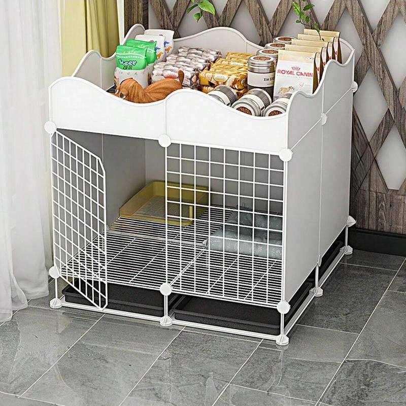 Foldable Dog Cage, Pet Cage with Lid, Indoor Closed Pet Cage with Tray, Pet Supplies for Small Medium Dogs & Cats 0