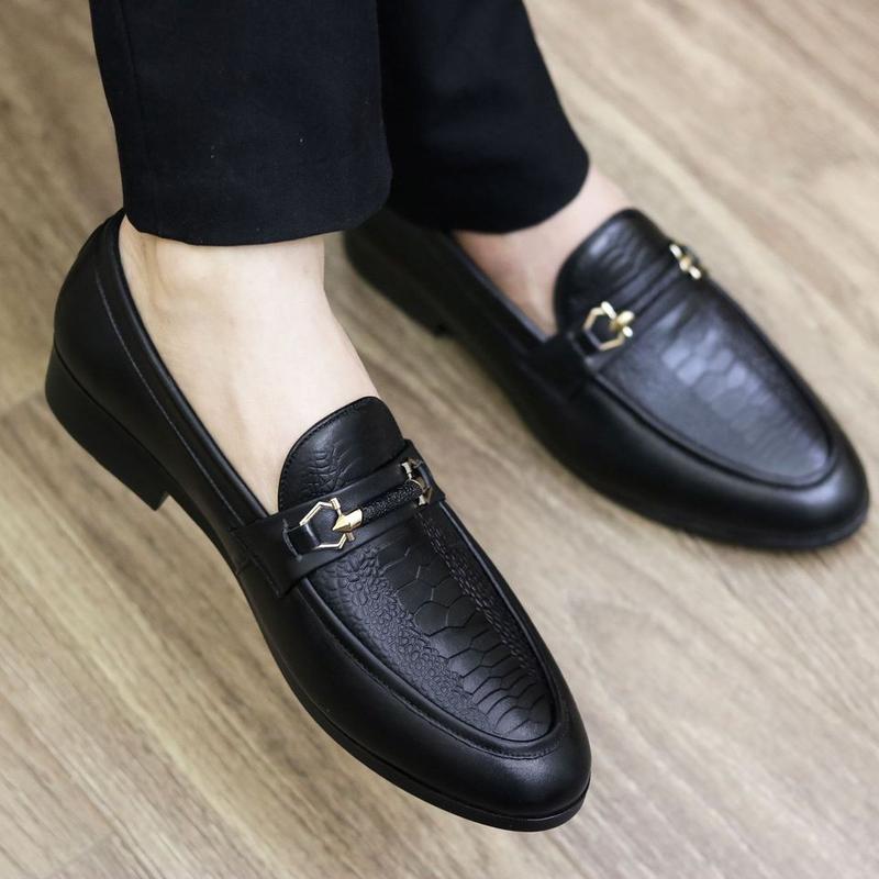 G108 Giày lười nam dập vân da rắn chất liệu da PU cao cấp Shoes Speaks Cao Su Loafer L Người Nhật size 40 đầu nhọn Nhung