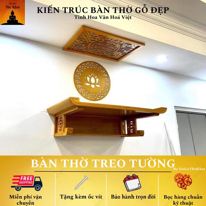 Ban Thờ Treo Tường Gỗ Sồi Nga Chuẩn Kích Thước Chuẩn Phong Thuỷ Bảo Hành Dài Hạn - Hương liệu chống ám khói tán khói Decor Phòng trang trí phong thủy bàn thần tài