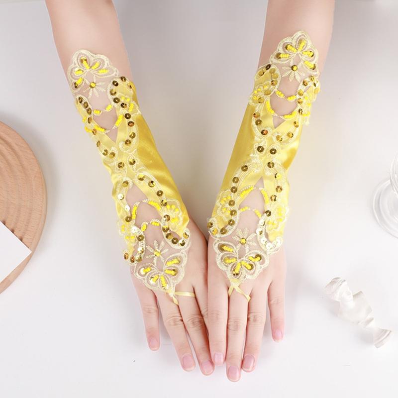 Product Introduction of Hot Sale Party Dress Lace Gloves Sexy Clothing Accessories Wedding Bridal Gloves Rhinestone Elegant Sunscreen Gloves Party 18