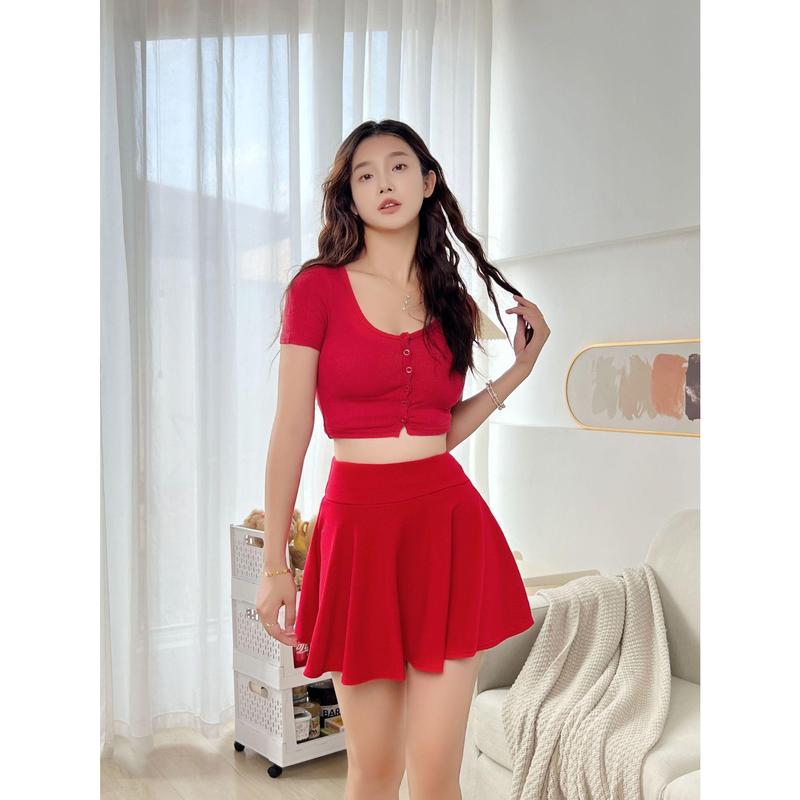 [AP01] Yi black cat high waist shorts-free skirt elastic A-line skirt women's Sun skirt factory direct sales 6