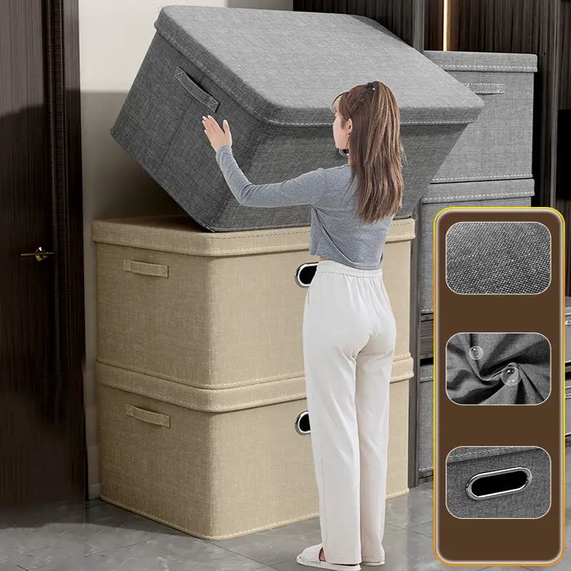 Hộp Đựng Quần Áo,thùng đựng đồ chơi bằng vải có nắp đậy chắc chắn Sức Chứa Lớn Không Mùi Chắc Chắn Và Bền 45L/60L/90L Lắp Ráp