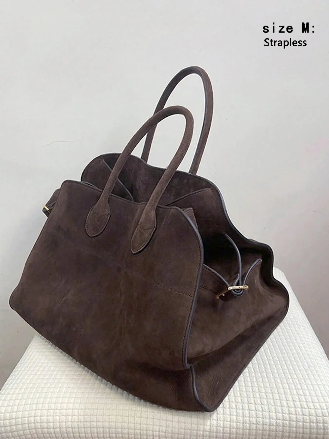 Women's Solid Color Suede Tote Bag, Fashionable Large Capacity Shoulder Bag for Work & Daily Used, Casual Trendy Versatile High-quality Daily Commuting Bag