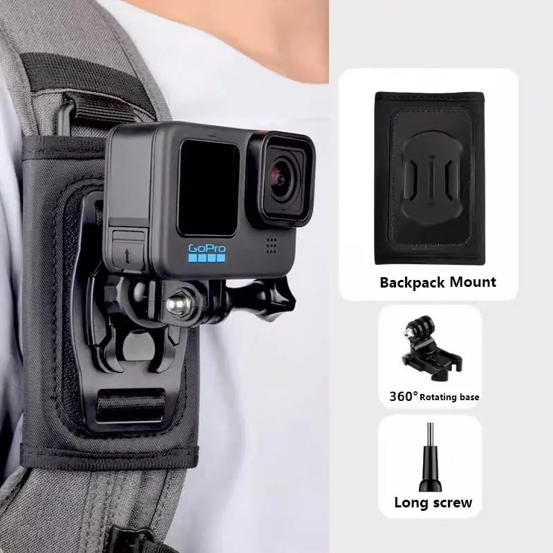 Pelekap Tali Beg Galas, Putaran 360 °, Serasi dengan DJI OSMO Action 4, 3 Osmo Pocket, GoPro Hero 12, 11, 10, 9, 8, 7, Insta360 X4, Termasuk Aksesori