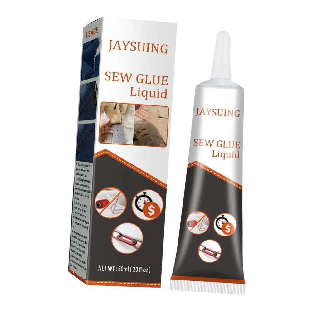 1.7oz Fabric Glue 50ml Sew Glue for Leather Cloth Non Woven Fabrics Patches