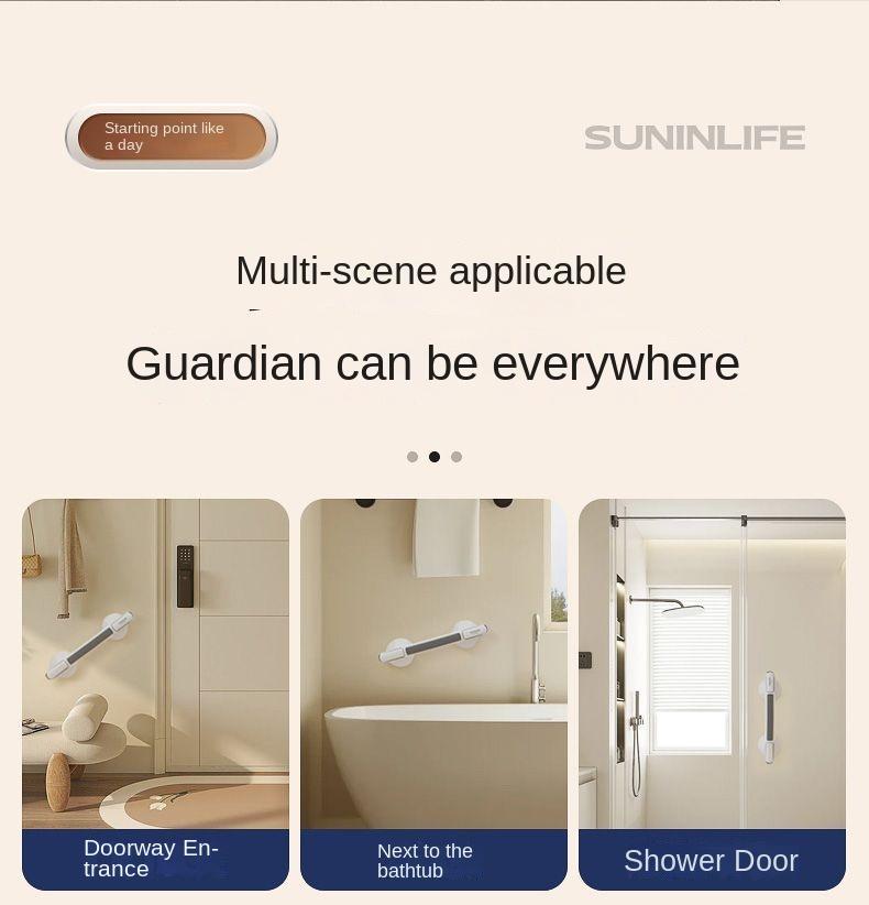 Product Introduction of Bathroom Grab Bar, Anti-Slip Shower Rail, No-Drill Suction Cup Anti-Fall Handle 2