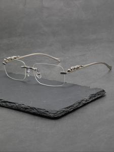 Lentes unisex de marco metálico vintage, lentes casuales sin montura de moda para uso diario, accesorios de moda para actividades al aire libre