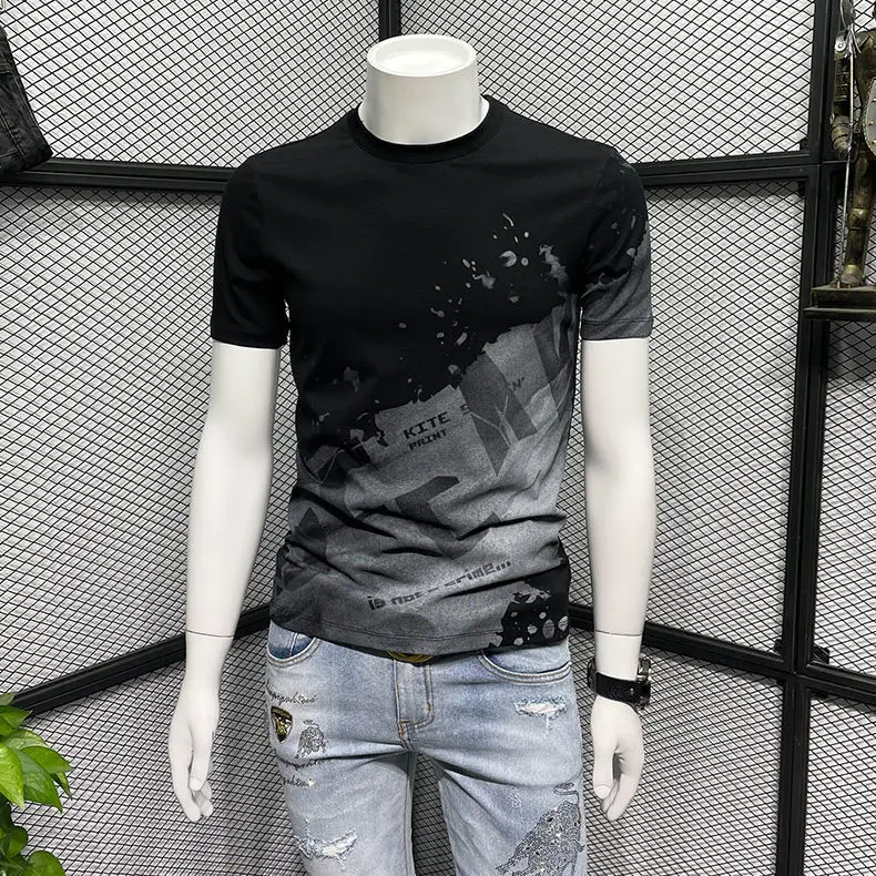Áo Thun Cotton In Hình Cá Tính, ngắn Tay, Thương Hiệu Thời Trang Nam, Dáng Ôm, Cổ Tròn, Tay Lửng Áo, Thời Trang Cao Cấp, Thích Hợp Cho Mùa Hè, Hàng Mới Về
