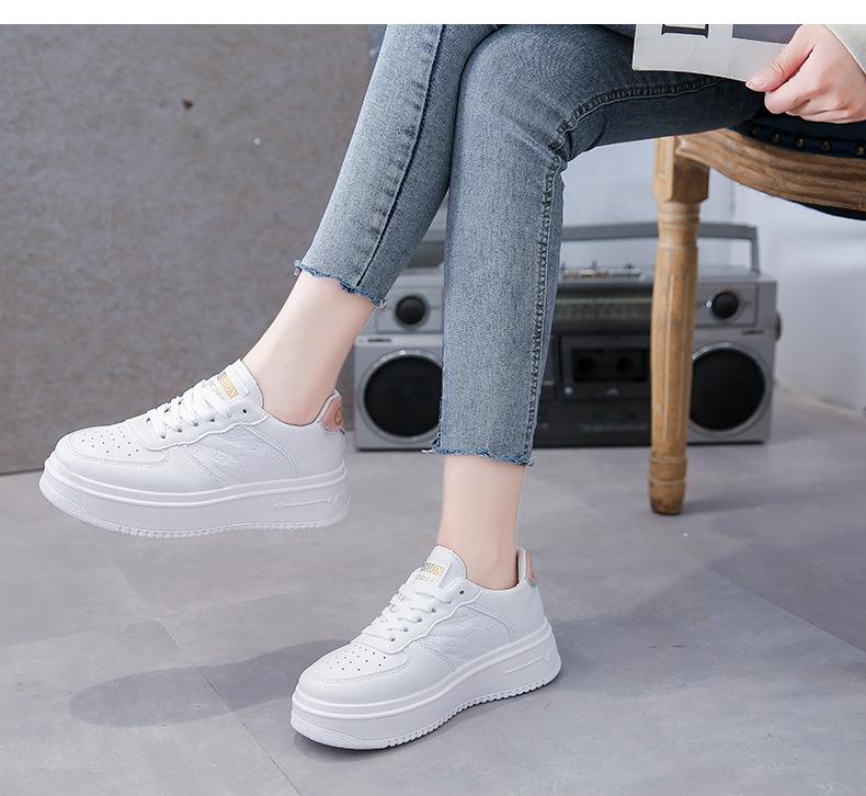 Product Introduction of Platform White Shoes Women's 2024 New Autumn Thin Breathable Sneakers Western Style Leisure Women's Shoes Short Women's White 15