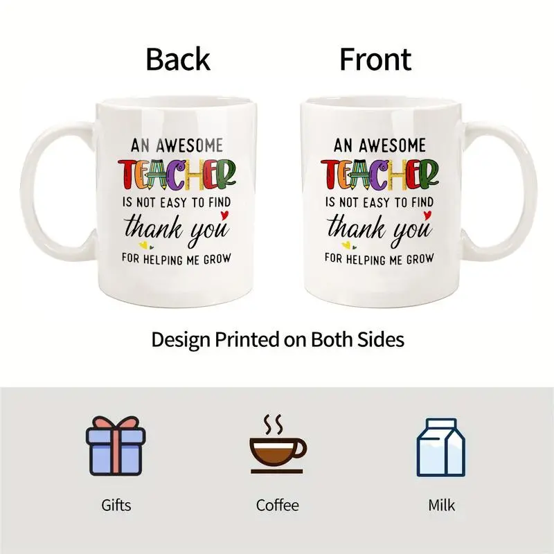 Letter Pattern Coffee Mug, Durable Heat Resistant Coffee Mug with Handle, Kitchen Accessories, Creative Gift for Teacher, Gifts for Girlfriend, Best Friend Gifts, Drinkware 2