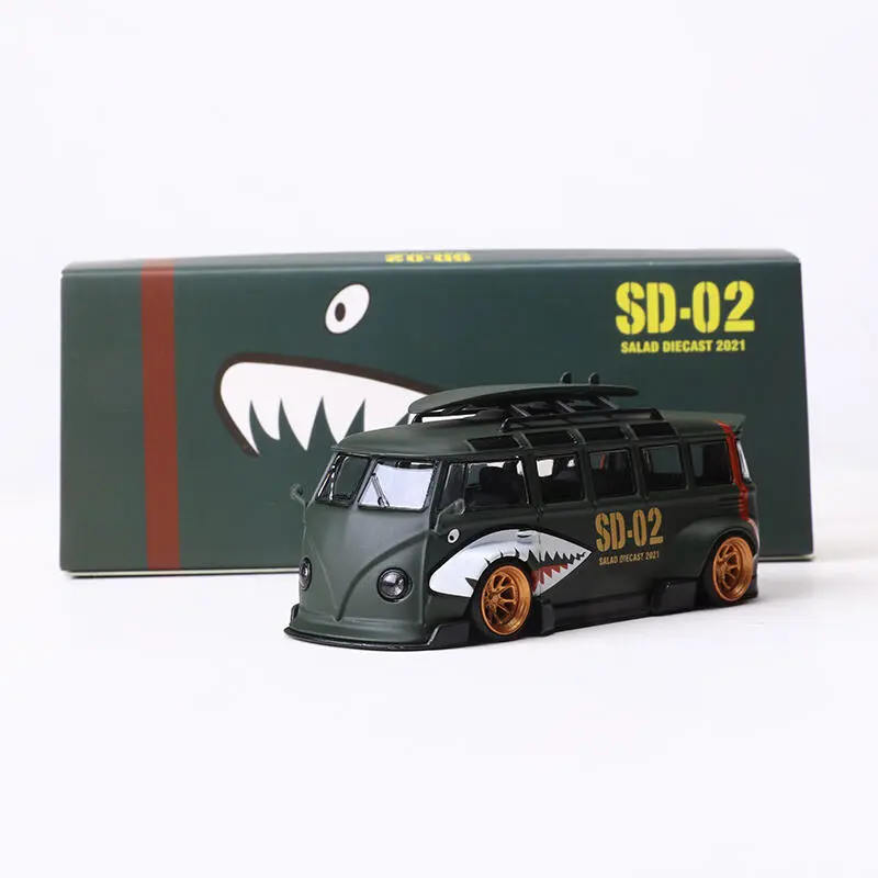 Xe Mô Hình Hợp Kim Đúc Khuôn, 1 64 Kombi LBWK T1 BUS, Móng Vuốt Cá Mập Vẽ Tranh, Thích Hợp Cho Trẻ Em