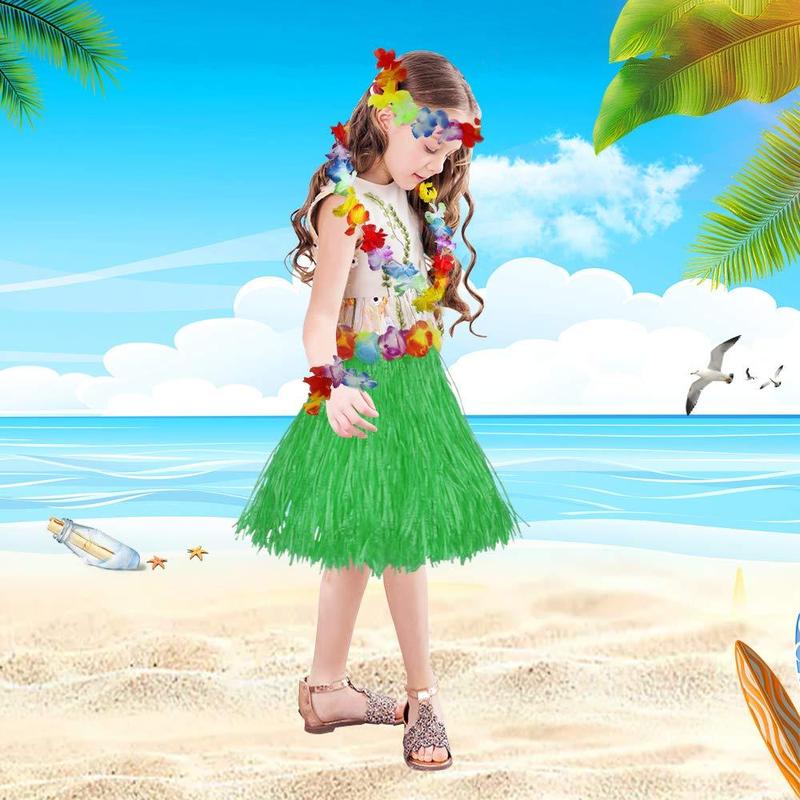 Colorful Hawaiian Grass Skirt Decoration, Tropical Beach Party Supplies, Party Decoration Supplies for Birthday & Holiday, Gifts 8