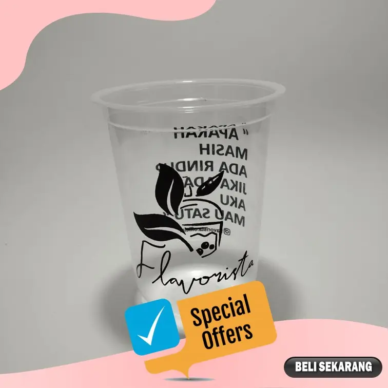Sablon gelas cup minuman  oval 16oz 8gram merk starindo free desain isi 250pcs