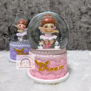 Snowball /Pajangan Bola Kaca Musik Box DREAM BALERINA XL (100) + Lampu Salju Otomatis Bergerak