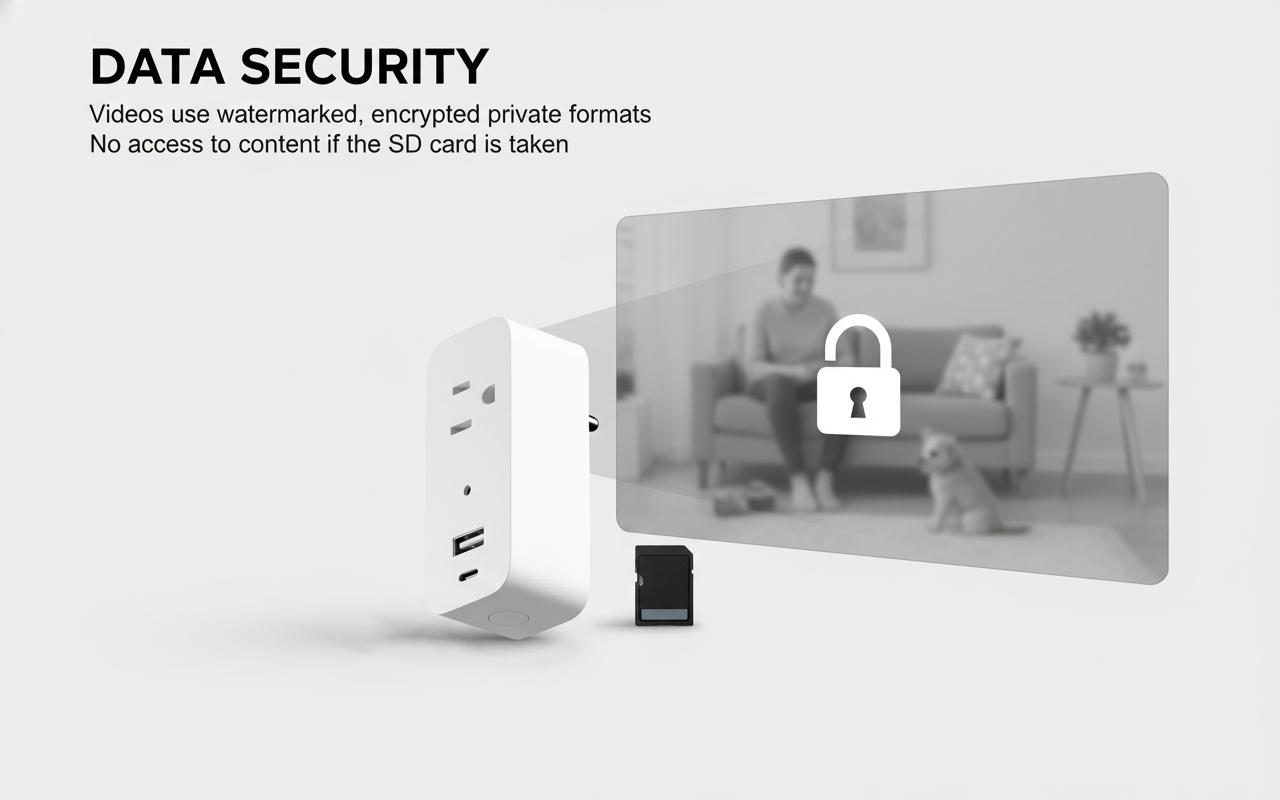 Kamera Multifungsi, Kamera Keamanan WiFi 1080P FHD, Peringatan Deteksi Gerakan, Perangkat Pintar Rumah Tangga, Sumber Daya Listrik Dinding, Pengisian Daya untuk 3 Perangkat (3-Prong, Tipe A, Tipe C)