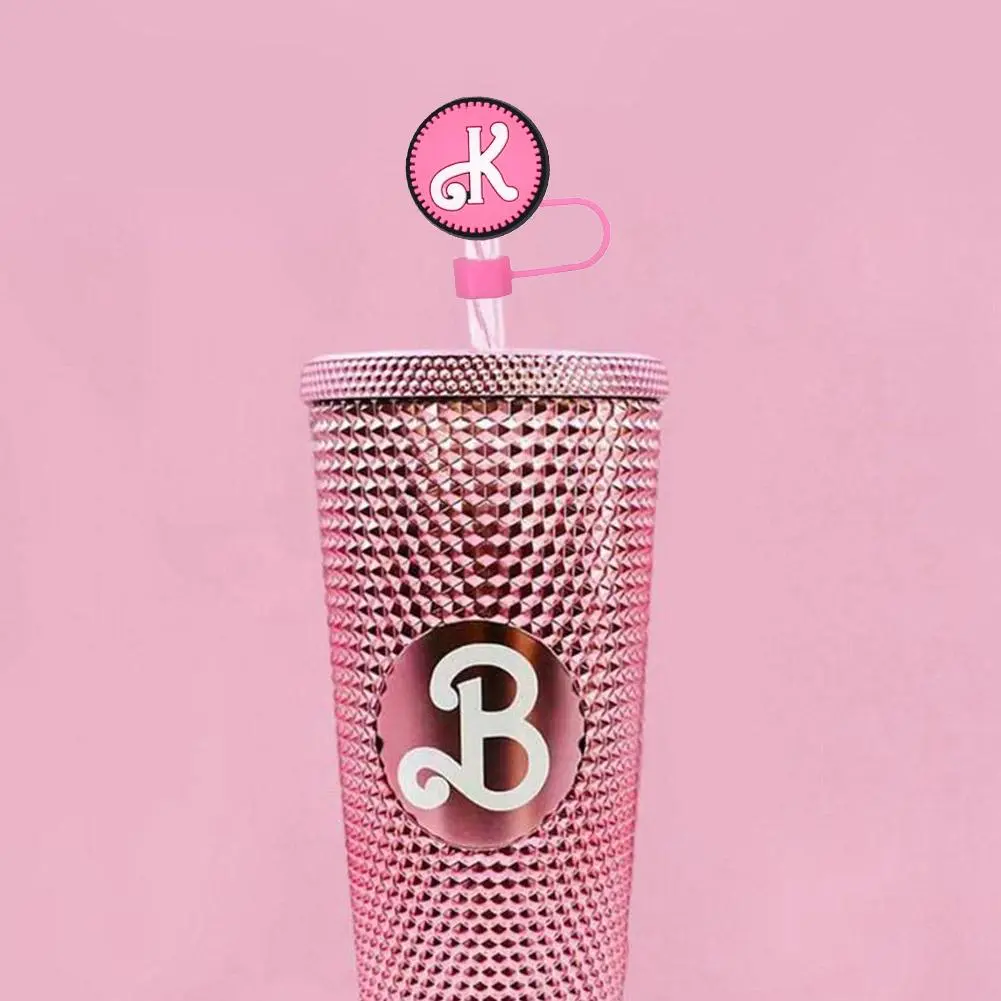 Kawaii Pink Barbie Girls Silicone Straw Cap Spill Proof Cup Reusable 7-8mm Cap Dust Stopper I4D8