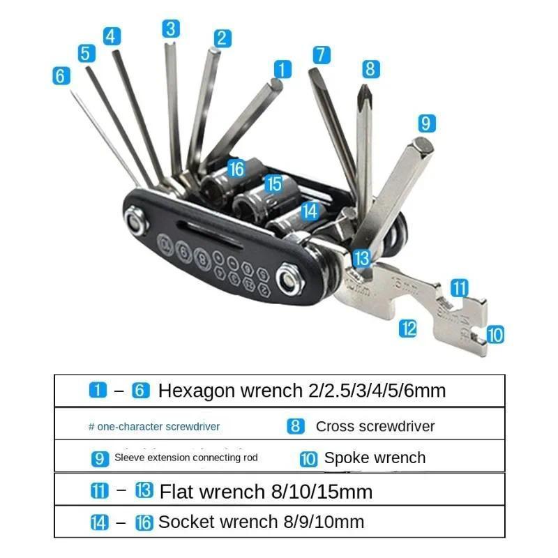 16 in 1 Multifunction Bicycle Repair Tool Kit 2