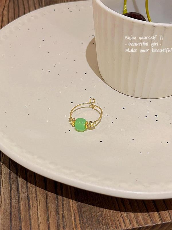 Minimalist Elegant Ancient Jade Decorative Cuff Ring, Fashion Accessories for Women & Girls, Minimalist Temperament Trendy Exquisite Jewelry for Party 5