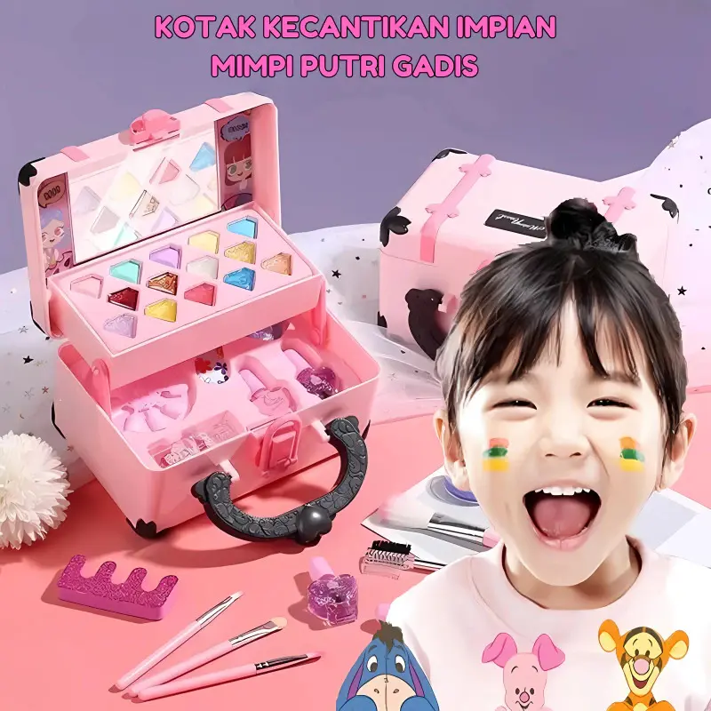 【COD】Mainan Kosmetik Kecantikan Anak Kasus Peralatan Kotak Make Up Set untuk Gadis Ulang Tahun Hadiah Set Toys