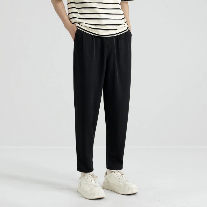 Quần Nỉ Nam Cạp Chun Có Dây Rút Xếp Ly Trước ATINO 3.1861 Form Slim Menswear Navy