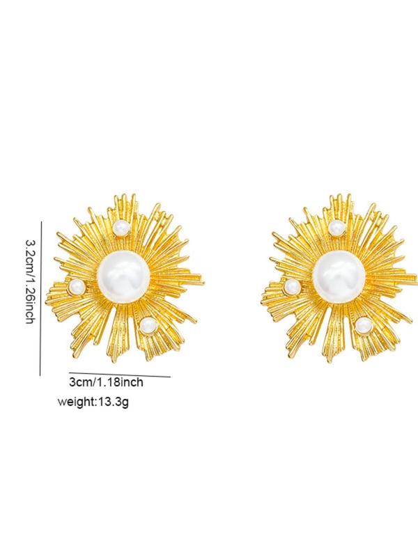 Flower Design Earrings, Fashionable Jewelry for Women, Daily Clothing Decor, Trendy All-match & Exquisite Jewelry for Birthday Gift 1