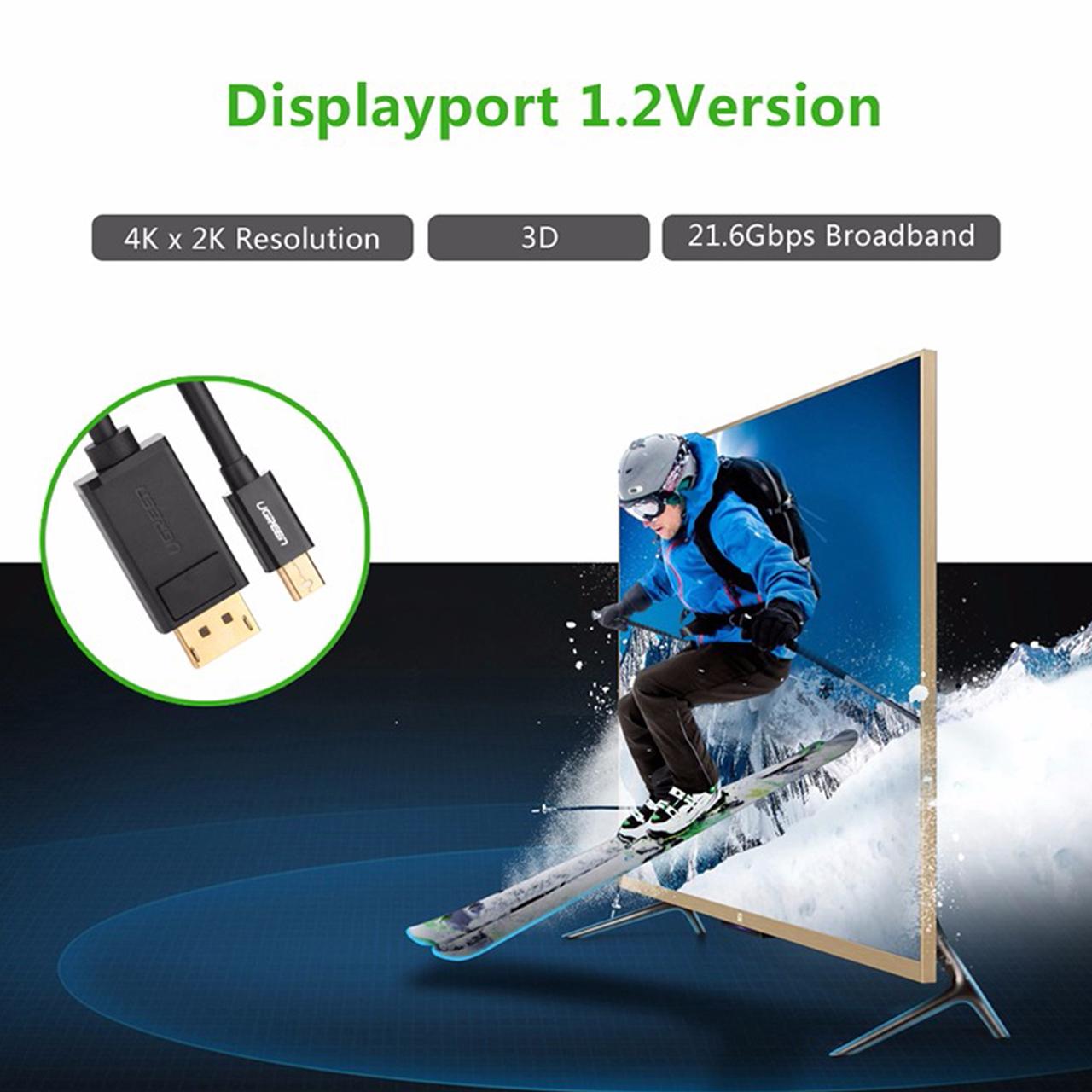 Cable Mini DP to DP Display Port UGREEN 4K 60Hz Thunderbolt Converter