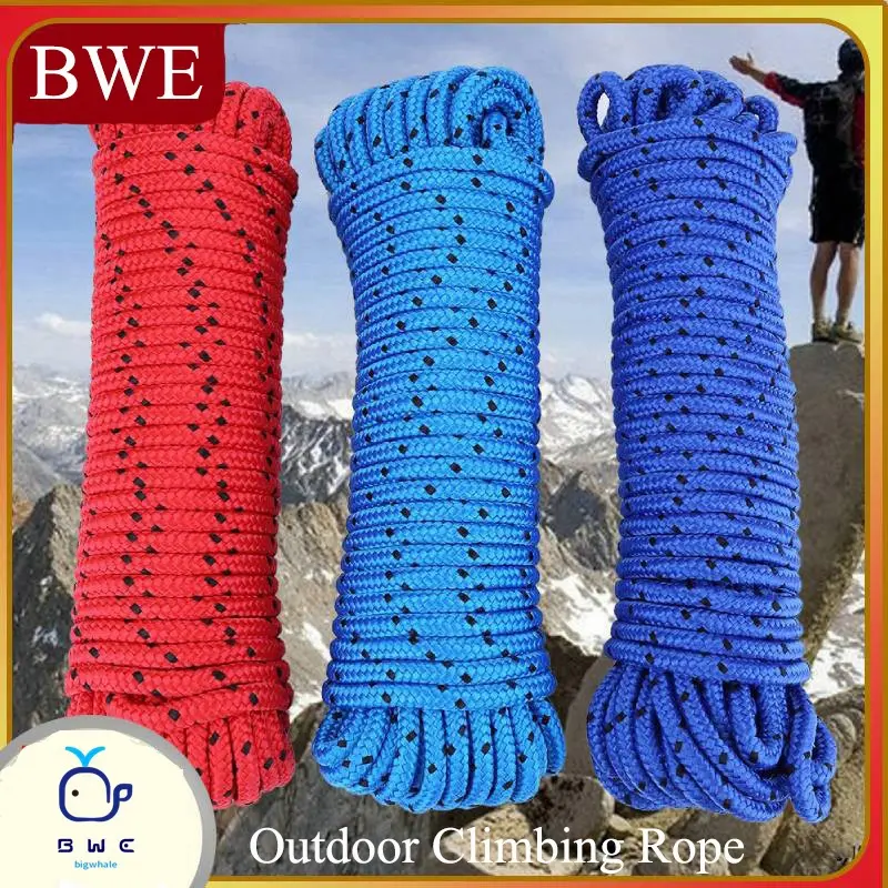 【COD】 10m/20m/30m Climbing Rope Static Utility 2 Carabiners for Outdoor Activities Hammock Rope Safety Rope Outdoor Safety Survival Equipment Lanyard Climbing Rope Hiking Mountaineering Rescue Equipment