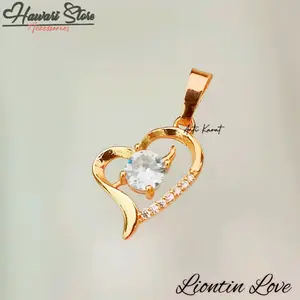 liontin love permata satu Gold Anti Karat Anti Luntur Aman Nyaman Dipakai Untuk Harian